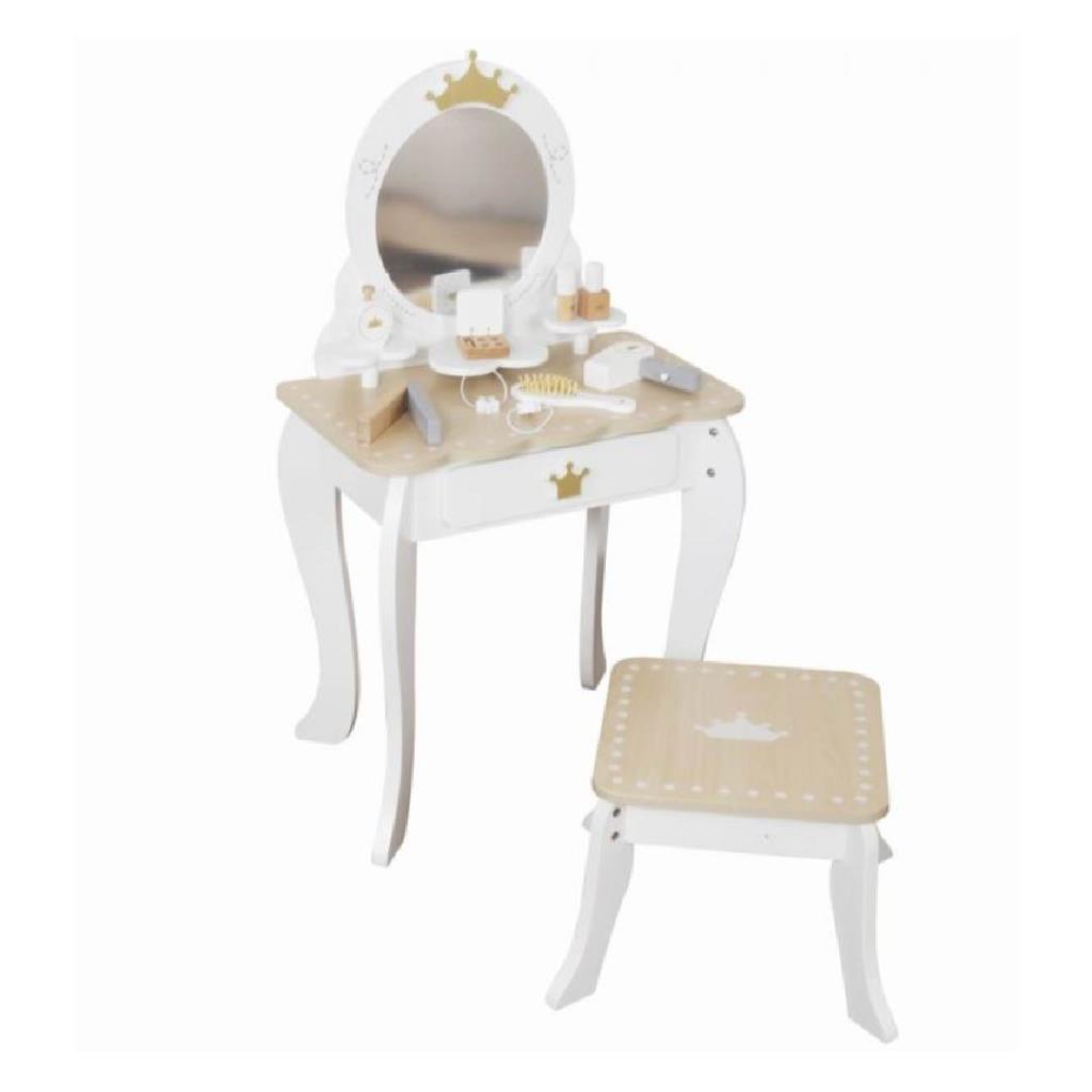Royal White Wooden Vanity Table for Kids